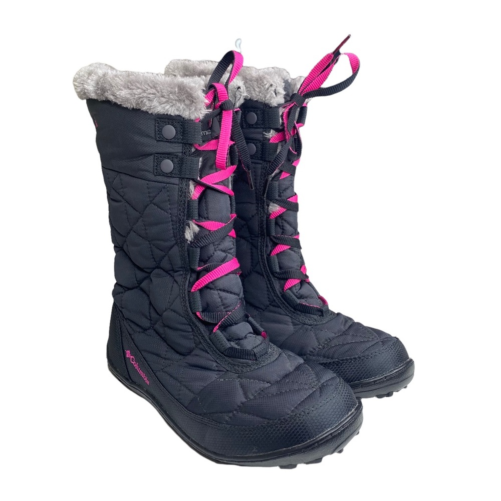new Columbia ✪ Minx III Mid Faux Fur Waterproof Snow Boots ✪ Black Pink ✪ Size 4 - Picture 9 of 16